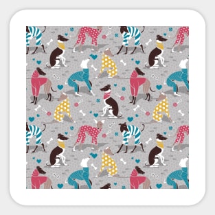 Greyhounds dogwalk // pattern // grey background Sticker